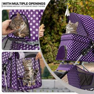 Poussette de voyage pliable TH-PPS-139 pour animaux de compagnie avec rembourrage doux, rangement spacieux et options de marque personnalisées - Product Image 2