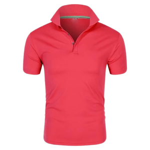 Knitted <b>Polo</b> Shirt Short Sleeve High Performance Comfortable Casual Wear Red Solid Color Classic Button Design Regular Fit - Product Image 1