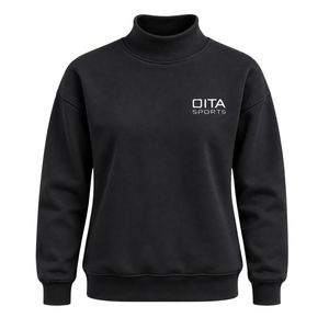 <b>Black</b> Women Mock Neck Sweatshirt <b>Long</b> Sleeve Pullover Casual Loose Fit Fleece High Collar Winter Streetwear Fashion Jumper <b>Top</b> - Product Image 1