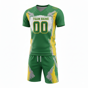 Ensemble de maillot et short de football américain personnalisé, sublimé, respirant, avec logo sur le devant, 100 % polyester, antibactérien - Product Image 3