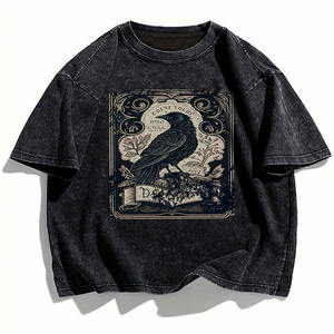 เสื้อยืดพิมพ์ลายตัวอักษรคลาสสิกบนผ้าฝ้ายโอเวอร์ไซส์แขนยาว DTG สไตล์สตรีทแคชชวล - Product Image 4