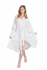 Robe en lin blanc brodée à la main pour femme, collection 2026, très prisée, en tissu de lin respirant de haute qualité, robe blanche polyvalente - Product Image 3