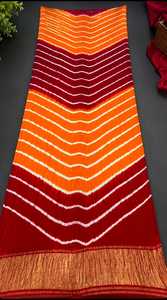 Sari en soie Gajji Pachrangi royal indien avec motif traditionnel du Rajasthan - Product Image 2
