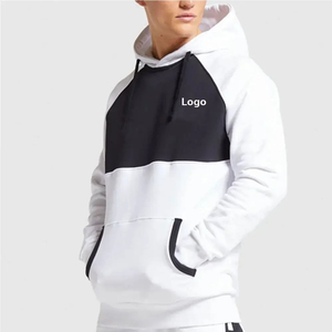 Men's <b>White</b> Black Color Block Hooded Tracksuit Full Sleeve Casual <b>Sweatshirt</b> Pants Set Breathable Regular Fit Autumn Wear - Product Image 4