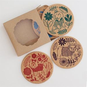 Sustainable Round <b>Cork</b> Drink <b>Coasters</b> Kawaii Dog Design Absorbent Cup Mats Wholesale Custom Print Tea & Coffee Table <b>Coasters</b> - Product Image 1