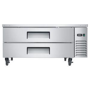 Frigorifero da Lavoro Professionale per Cucina Commerciale 52'' con Base Chef, 2 Cassetti, 8 Vaschette in Acciaio Inox - Product Image 1