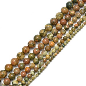 Perles Rondes en Jaspe Rhyolite de Forêt Tropicale de l'Usine Rare Gems, 15,5 pouces, Certifiées par un tiers du Rajasthan pour la Fabrication de Bijoux - Product Image 4