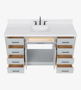 Meuble-lavabo de salle de bain Timothy sur mesure de 60 pouces, avec vasque simple, 9 options de finition, directement de l'usine au Vietnam - Product Image 5