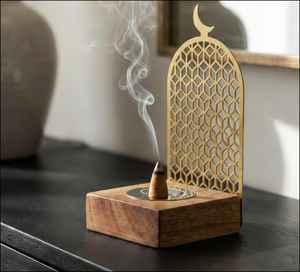 Mejor Quemador de Incienso Moderno de Madera, Mabkhara Árabe con Rejilla Metálica, Soporte para Incienso Oud, Decoración del Hogar - Product Image 1