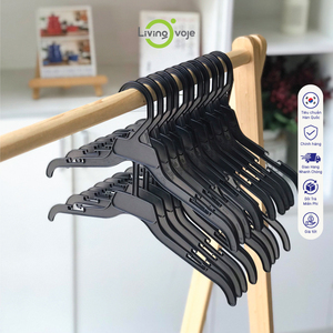 SB Tech Glossy Black Plastic Hangers Non-Slip Space <b>Saving</b> Wardrobe Hooks Minimalist Design for Clothing Organizing - Product Image 1