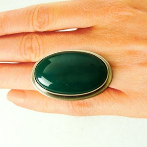 Bague en onyx vert naturel, argent 925, bijoux en pierres précieuses faits à la main, bague unisexe - Product Image 4