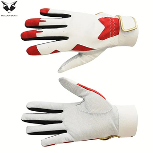 Guantes de béisbol de cuero para zurdos, antideslizantes, ligeros, de color blanco y rojo, con cierre de velcro, de un buen proveedor. - Product Image 6