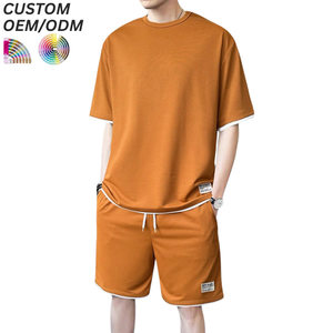 Conjuntos de Camisetas de Verano Casuales para Hombre, Tejidas, Transpirables, de Color Sólido, Estilo Urbano, de Algodón, con Logotipo Personalizado, Soporte OEM y ODM para Marca - Product Image 1