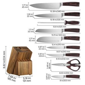 Set di 15 Coltelli da Cucina in Acciaio Inossidabile ad Alto Contenuto di Carbonio con Blocco Affilacoltelli, Resistente alla Ruggine - Product Image 4