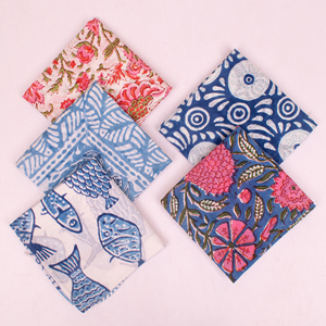 Sanganeri Block Printed Handcrafted Cotton Bandanas Floral Breathable Sustainable Unisex Vintage Print <b>Head</b> Neck <b>Wrap</b> Pet Scarfs - Product Image 5