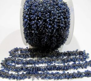 Cadena de Rosario Hecha a Mano con Cuentas de Zafiro Azul Facetadas y Envoltura de Alambre, Joyería con Cuentas Colgantes - Product Image 2
