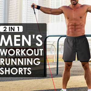 High Elastic Waistband 2 in 1 Gym <b>Shorts</b> For <b>Men</b> Drawstring Closure Type Inner <b>Compression</b> Liner Pocket <b>Shorts</b> OEM Service - Product Image 6