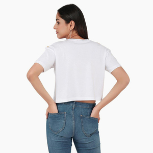 Top Corto para Mujer, Ropa Casual, Top Corto de Manga Corta, Top Corto de Verano, Proveedor de Ropa Personalizada de Moda, Top Corto con Cuello Redondo - Product Image 4