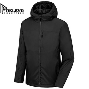 Veste matelassée noire à capuche pour homme, coupe-vent épaisse pour l'hiver avec fermeture éclair, vêtement d'extérieur décontracté isolé à capuche - Product Image 2
