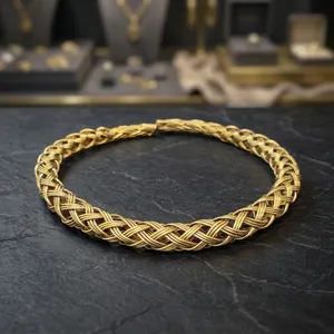 Handmade Brass Hasli <b>Necklace</b> | Gold Plated Open Collar Choker | Traditional Tribal Brass Neckpiece | Adjustable Fashion Jewelry - Product Image 4