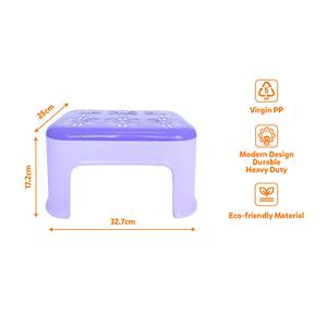 Two Tone Plastic Footstool with Sunflower Cutouts Non Slip Mudroom Shoe Bench Wide Surface Sitting Platform Utility <b>Ottoman</b> - Product Image 4