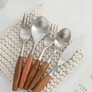 Great Quality Stainless Steel Cutlery With Teak Wood Handle Modern Designer <b>Flatware</b> Dinnerware Stylish Home Use Factory Price - Product Image 2
