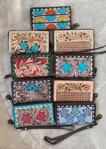 Nouveau concepteur à la main usiné sculpture pochette femmes portefeuille élégant fleur Multi utilisations à la main usiné portefeuille Vintage pochette - Product Image 4