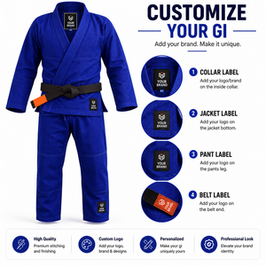 ชุดยูโด BJJ คุณภาพสูง ผ้าฝ้ายแท้ 100% ทอลายเพิร์ลวีฟ สำหรับบราซิลเลียนยิวยิตสู เหมาะสำหรับผู้ชายและผู้หญิง ชุดศิลปะการต่อสู้ระดับมืออาชีพ ด้านหน้าแบบ BJJ - Product Image 2