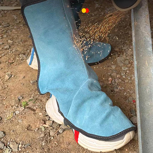 Couvre-chaussures de soudage en cuir de vachette pleine fleur, résistant à l'abrasion, à la chaleur et au feu, protection industrielle des pieds pour pompiers - Product Image 2