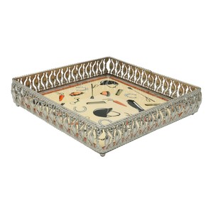 Bandeja Decorativa Cuadrada de Metal con Diseño de Caballos, Último Estilo, Bandejas de Plata Alemana para Decoración del Hogar - Product Image 1