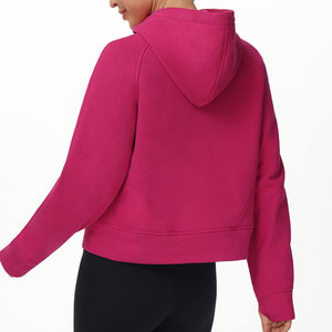 Sweat-shirt polaire à capuche pour femme, manches longues, fermeture éclair sur le devant, couleur unie, respirant, coupe classique, avec poches, idéal pour l'automne - Product Image 6