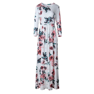 Robe longue d'été pour femme 2025, imprimé floral rose, style bohème, robe de plage, robe de soirée pour femme, robe longue d'été - Product Image 1