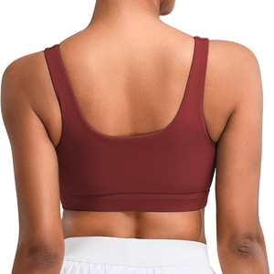 Sujetador deportivo de cuello alto para mujer, con malla, sin costuras, espalda cruzada, acolchado, soporte medio, transpirable, de secado rápido, para yoga y gimnasio - Product Image 3