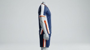 Ensemble de maillot de football bleu pour homme, col en V, manches courtes, respirant, coupe athlétique, toutes saisons, impression sublimée - Product Image 2