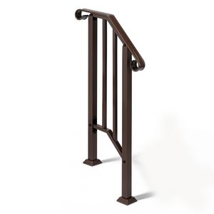 Main courante en fer de style transitionnel avec finition cuivre pour extérieur, 1 marche, inclut un kit d'installation, dispositif d'assistance extérieur - Product Image 4