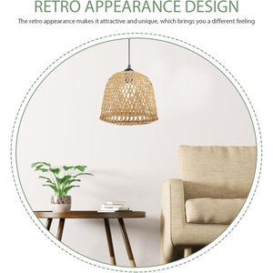 โคมไฟหวายสานจากไม้ไผ่21ซม. ทำด้วยมือสำหรับตกแต่งสไตล์โบโฮ - Product Image 6