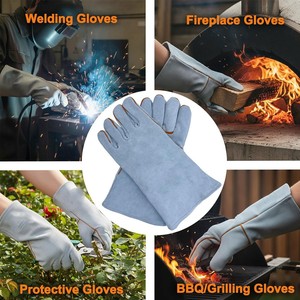 Wholesale Price Fire Resistant Safety Welding <b>Gloves</b> New Heat-Resistant BBQ <b>Gloves</b> Leather Working Welder <b>Gloves</b> - Product Image 5