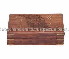 <b>Decorative</b> Carved Wooden Boxes Home Office Locking Wood <b>Storage</b> Hinged <b>Lid</b> Keepsake Carved Wooden <b>Box</b> - Product Image 2