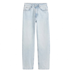 Jean large en denim délavé gris clair pour homme, coupe décontractée et droite pour le quotidien, pantalon en jean personnalisable OEM - Product Image 5