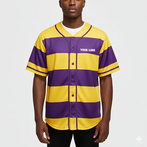 Custom Printed Breathable Anti-Bacterial Baseball Jersey Sports Team Uniforms Men Sublimation Twill V-neck Button Stripes - Product Image 4