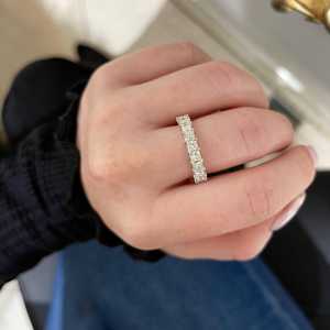 Bague de mariage en diamant 2 carats, or massif 10K 14K 18K, taille princesse, diamant de laboratoire, demi-éternité, empilable, luxe, minimaliste, pour mariée - Product Image 2