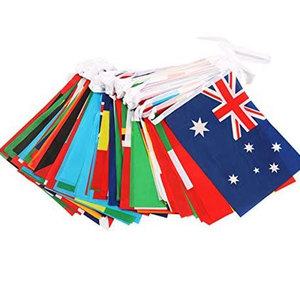 Guirlande de drapeaux internationaux respirants personnalisés, motifs unis, tissu en maille de polypropylène tissé, drapeaux de pays variés - Product Image 1