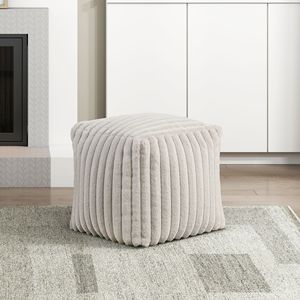 Pouf Moderno Quadrato in Tessuto Corduroy Bianco, Sgabello Poggiapiedi Antiscivolo, Poltrona Sacco Elegante 1 pz - Product Image 1