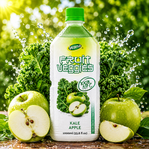 Jus de fruits de qualité supérieure à base de chou frisé et de pomme, bouteille de 1L, boisson végétale verte, logo personnalisé disponible, sans OGM, certifié HALAL - Product Image 2