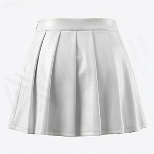 Jupe mini plissée pour femme en similicuir PU satiné brillant, couleur unie, taille normale, style toutes saisons - Product Image 2
