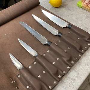 Sacoche de Couteaux en Cuir Imperméable avec Sangle Réglable, Grande Poche Zippée, Pochette d'Épaule pour Chef, Sac à Outils pour Couteaux LKR-0228 - Product Image 2