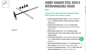 Martillo de Joyería Hobby Hammer Steel 6 con Cabezas Intercambiables, Herramientas para Joyería, Herramientas Manuales para Orfebres |   N.° de artículo GS-971 - Product Image 3