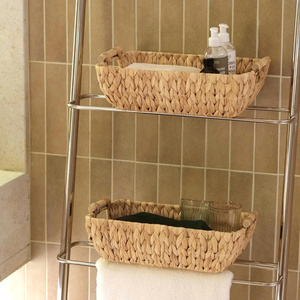 Wicker <b>Storage</b> Baskets with Wooden Handles Hand Woven Water Hyacinth <b>Storage</b> Basket Water Hyacinth <b>Storage</b> <b>Box</b> - Product Image 4