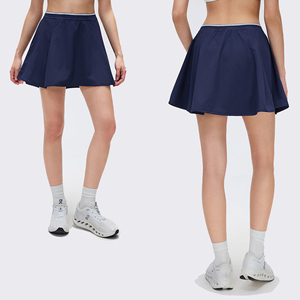 <b>Women's</b> <b>Navy</b> Pleated Mini Tennis <b>Skirt</b> with Pockets Breathable Casual Summer Activewear Dropped Waist 100% Cotton - Product Image 5