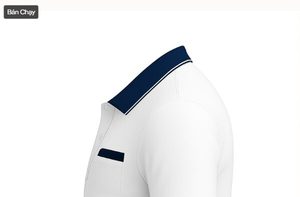เสื้อโปโลชาย สีขาวกรมท่า มีกระเป๋า แบบสั่งทำพิเศษ - Product Image 2